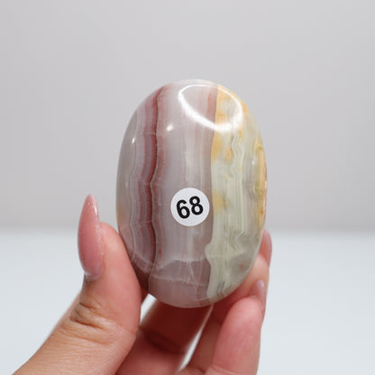 Pink Banded Onyx Palm Stone | 68