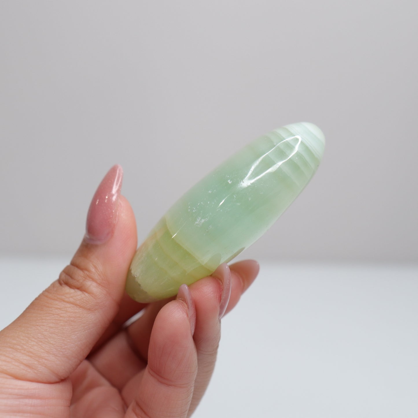 Pistachio Calcite Palm Stone | 85