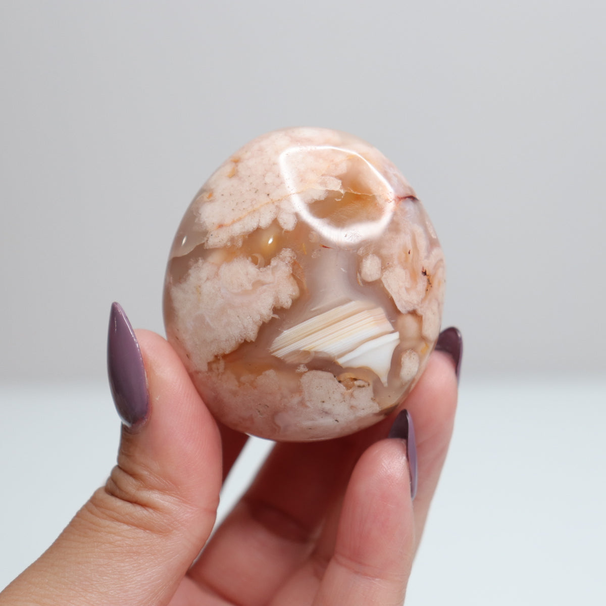 Flower Agate Palm Stone 113