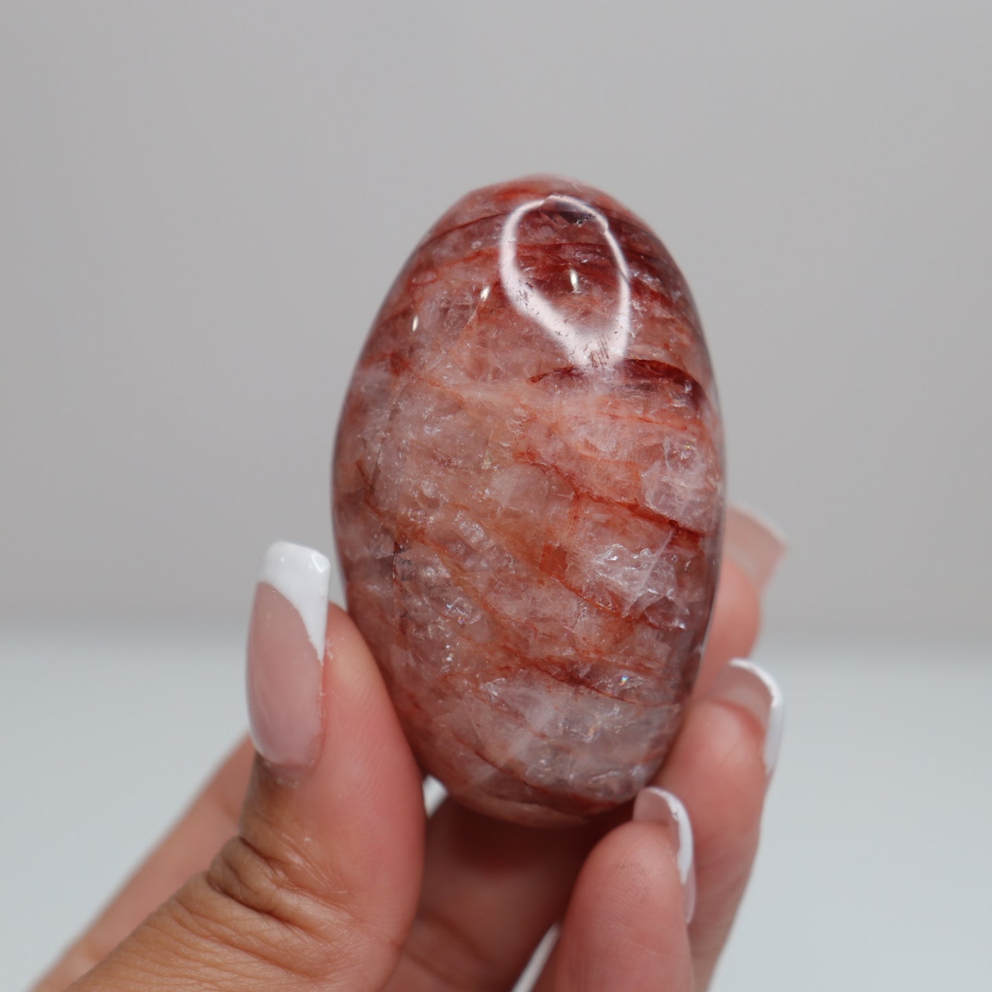 Hematoid Quartz Palm Stone | 15