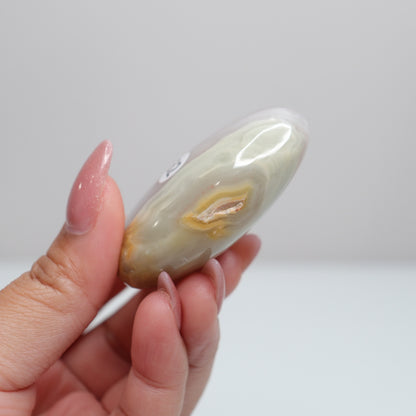 Pink Banded Onyx Palm Stone | 62