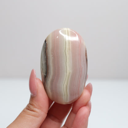 Pink Banded Onyx Palm Stone | 65