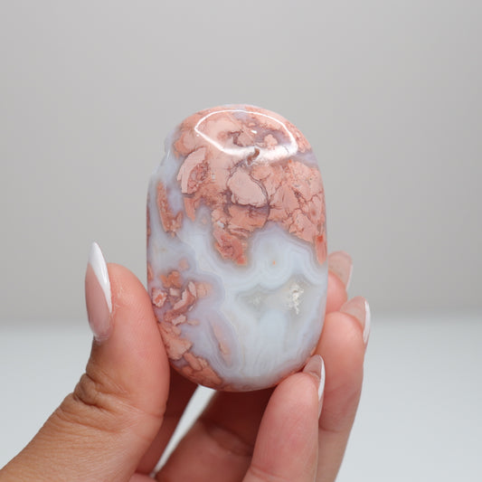 Pink Agate Palm Stone C