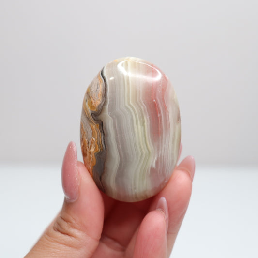 Pink Banded Onyx Palm Stone | 61