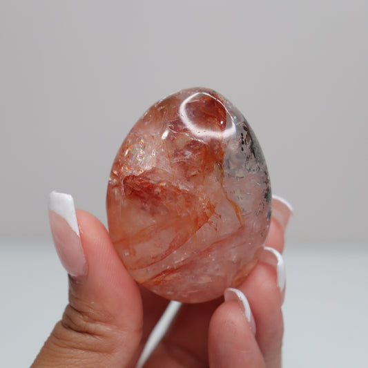 Hematoid Quartz w/Pyrite Palm Stone | 12