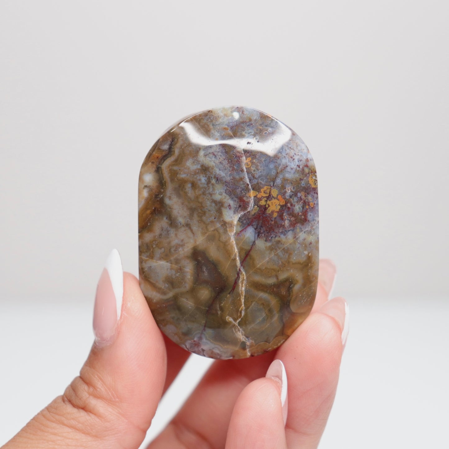 Mexican Lace Agate Palm Stone M