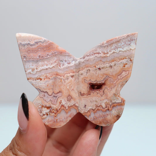 3D Pink Lace Agate Butterfly | G