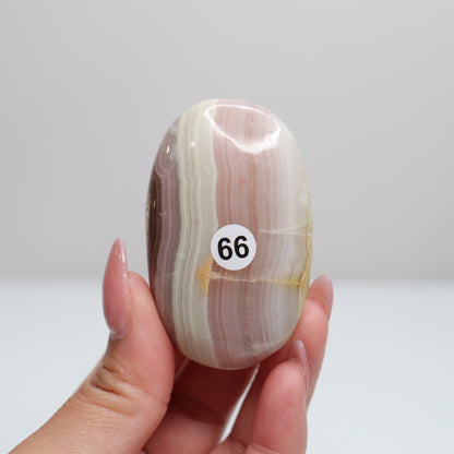 Pink Banded Onyx Palm Stone | 66