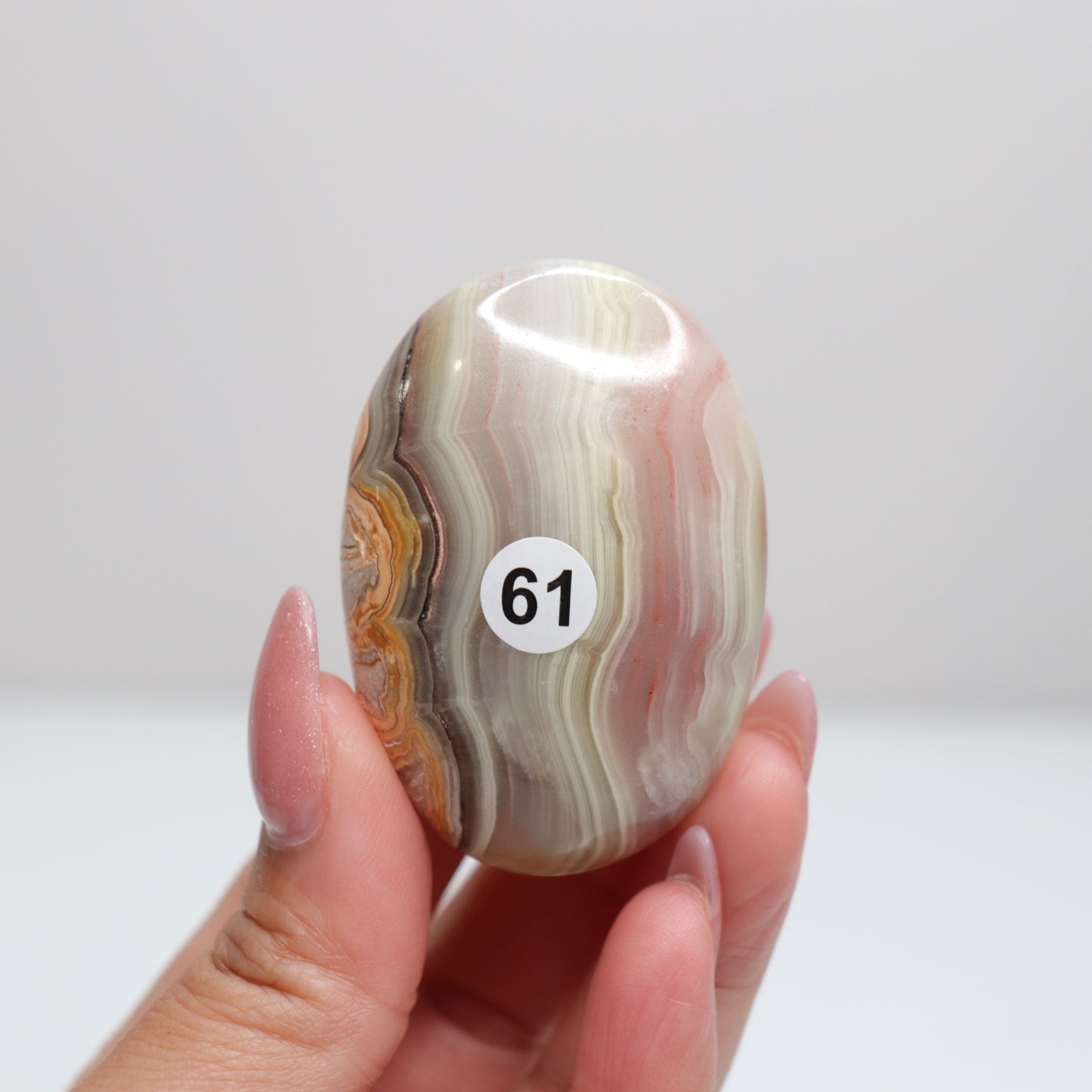 Pink Banded Onyx Palm Stone | 61