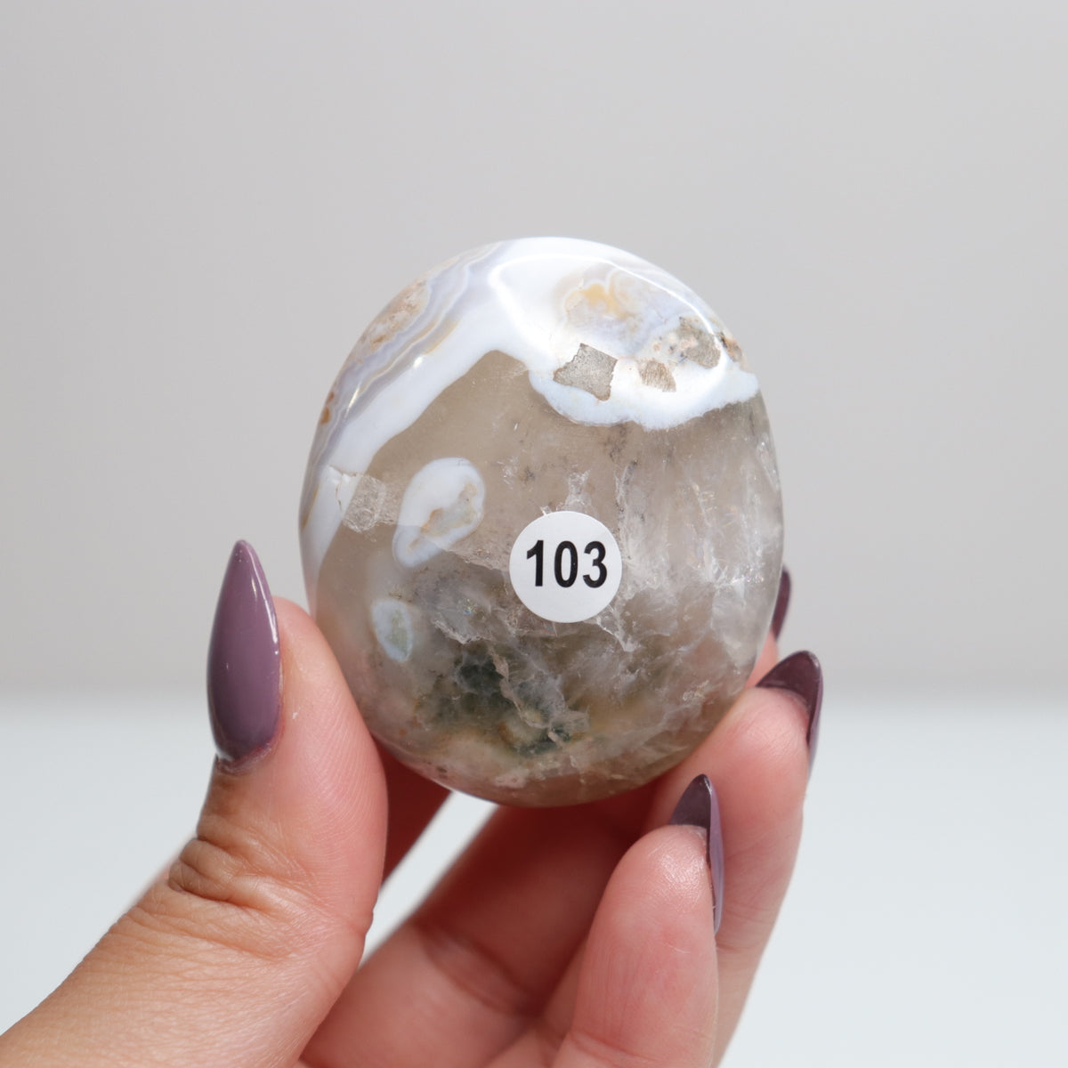 Flower Agate Palm Stone 103