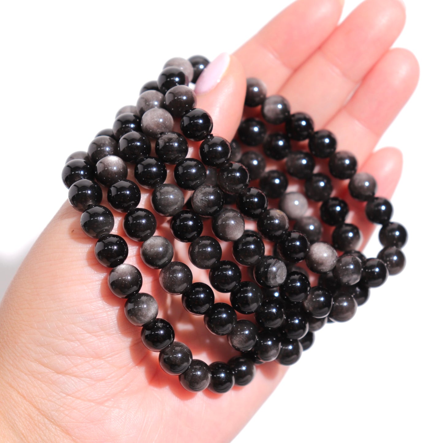 Silver Sheen Obsidian Bracelets | 8mm