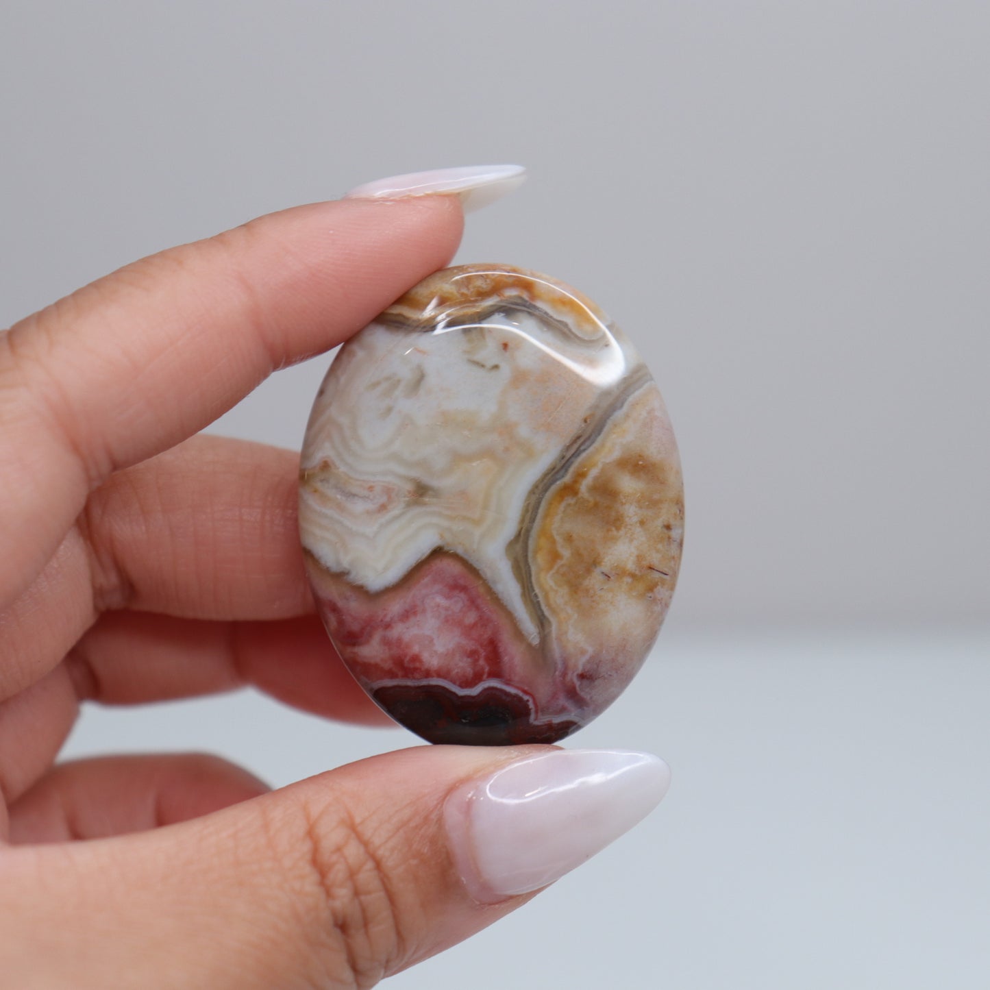 Mexican Lace Agate Palm Stone | 53