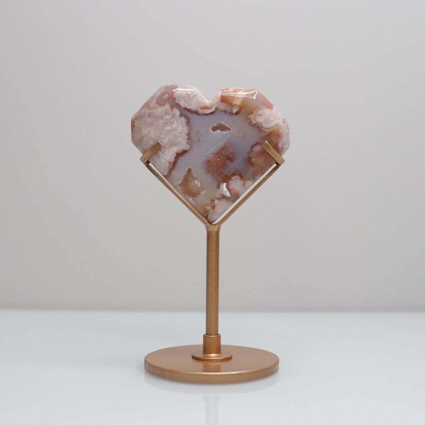 Flower Agate Heart w/ Stand | 2