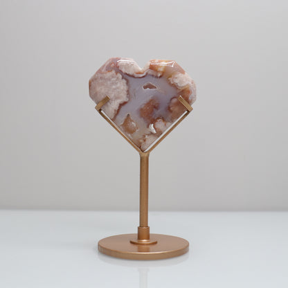 Flower Agate Heart w/ Stand | 2