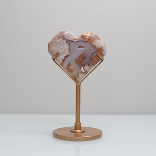 Flower Agate Heart w/ Stand | 2