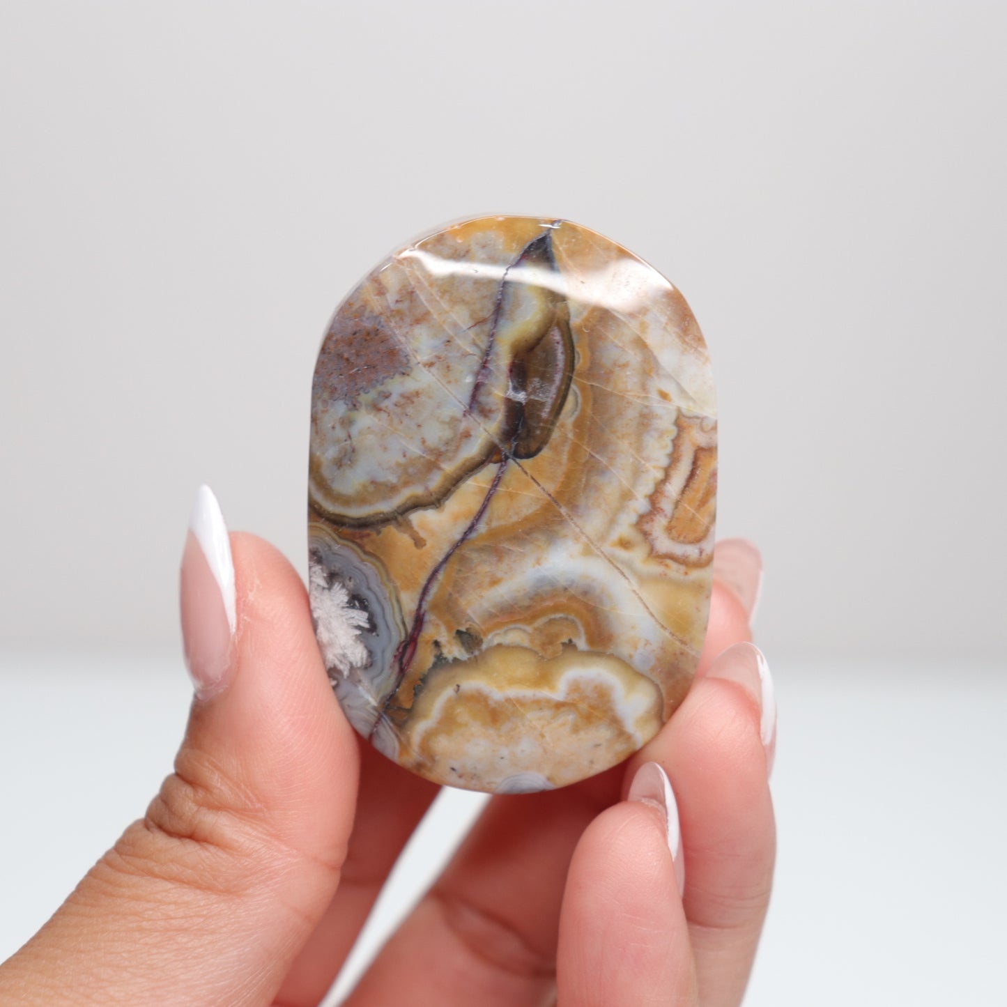 Mexican Lace Agate Palm Stone P