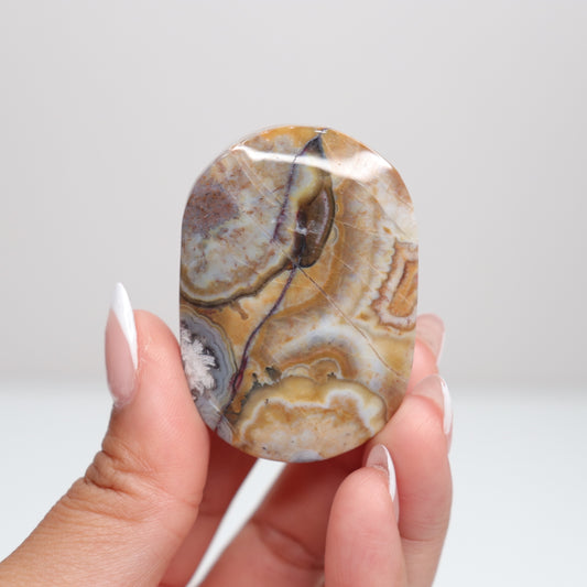 Mexican Lace Agate Palm Stone P