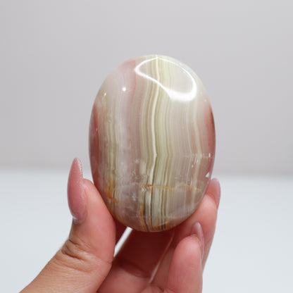 Pink Banded Onyx Palm Stone | 70