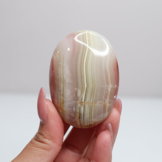 Pink Banded Onyx Palm Stone | 70