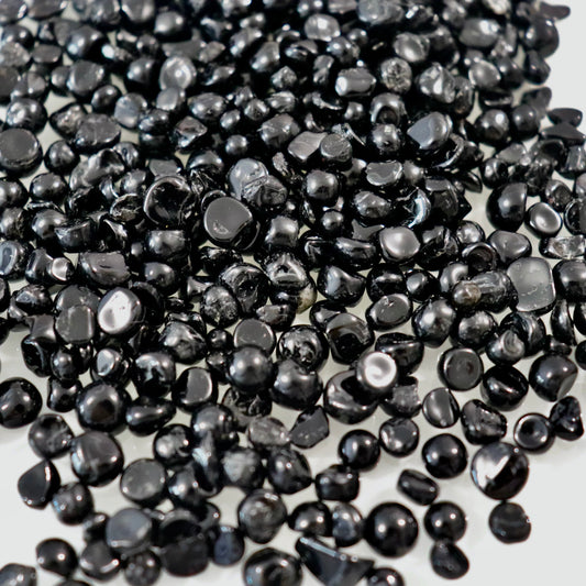 Black Tourmaline Chips- Crescents & Crystals
