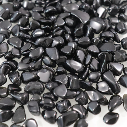 Black Obsidian Chips- Crescents & Crystals