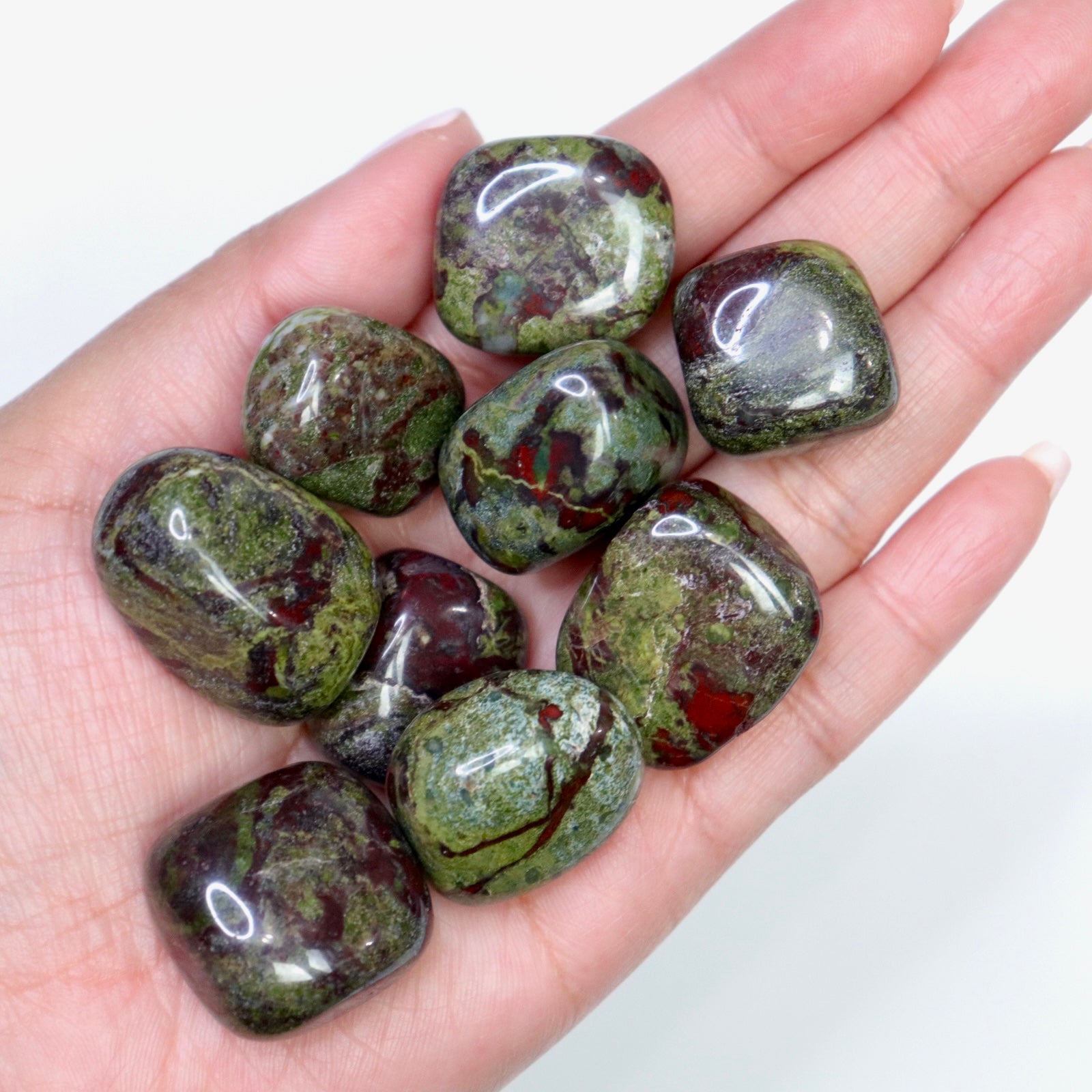 Dragon Blood Stone Tumbles- Crescents & Crystals