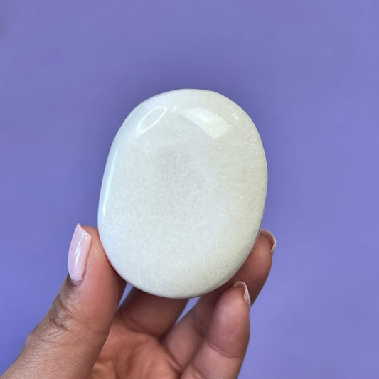 Scolecite Palm Stone - Crescents & Crystals