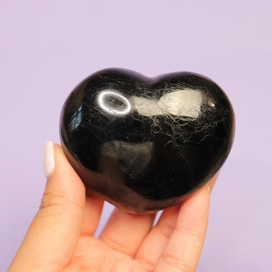 Black Tourmaline Heart- Crescents & Crystals