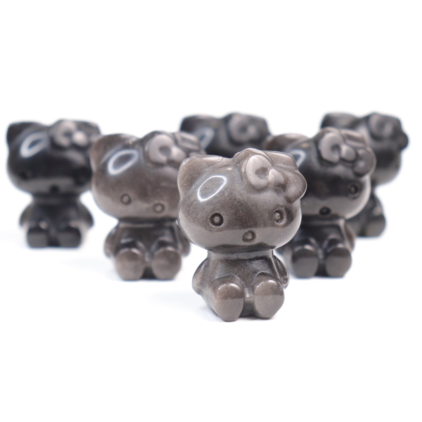 Silver Sheen Obsidian Hello Kitty  - Crescents & Crystals