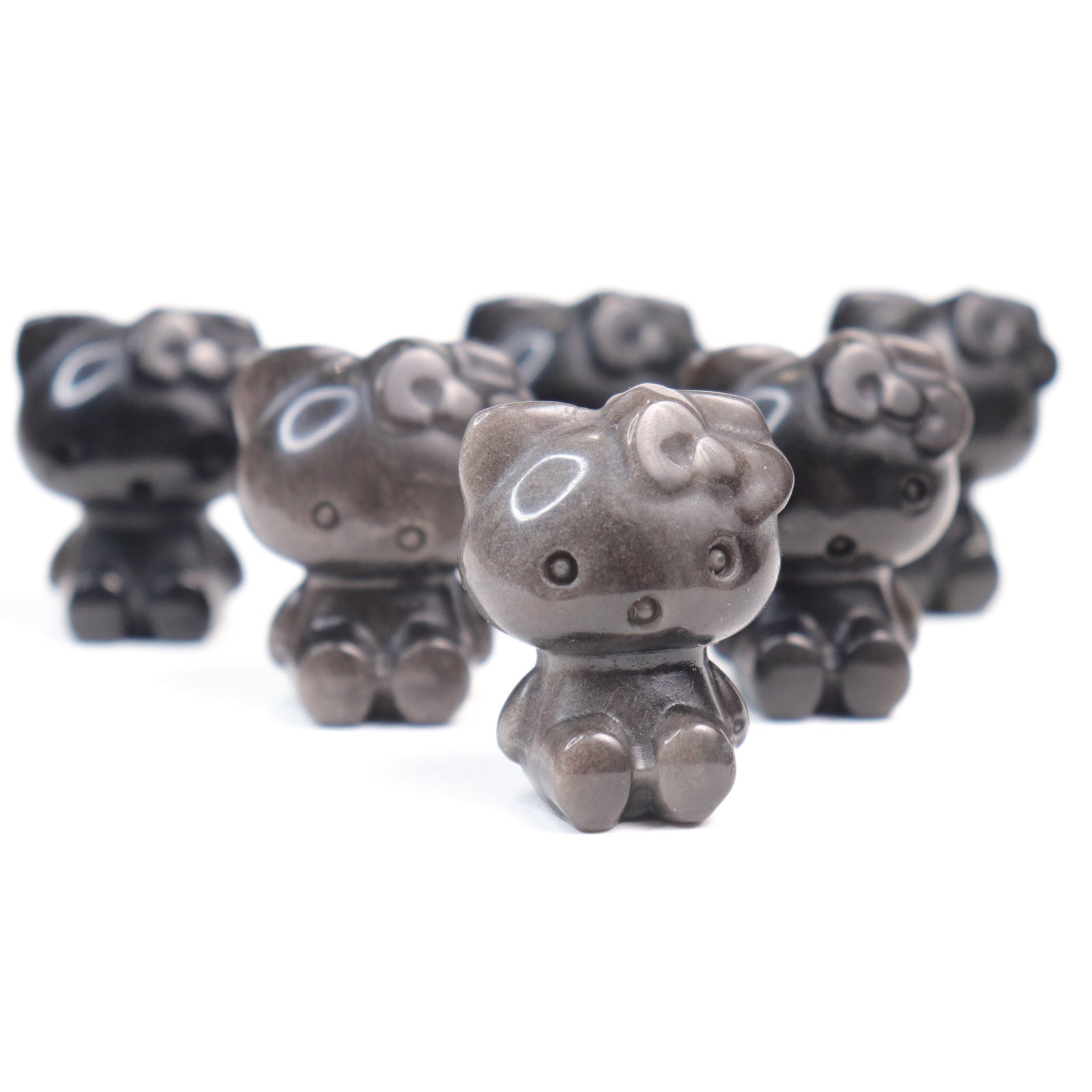 Silver Sheen Obsidian Hello Kitty  - Crescents & Crystals