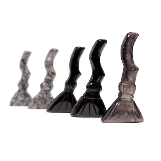 Yooperlite/Black/Silver Sheen Obsidian Witch Brooms