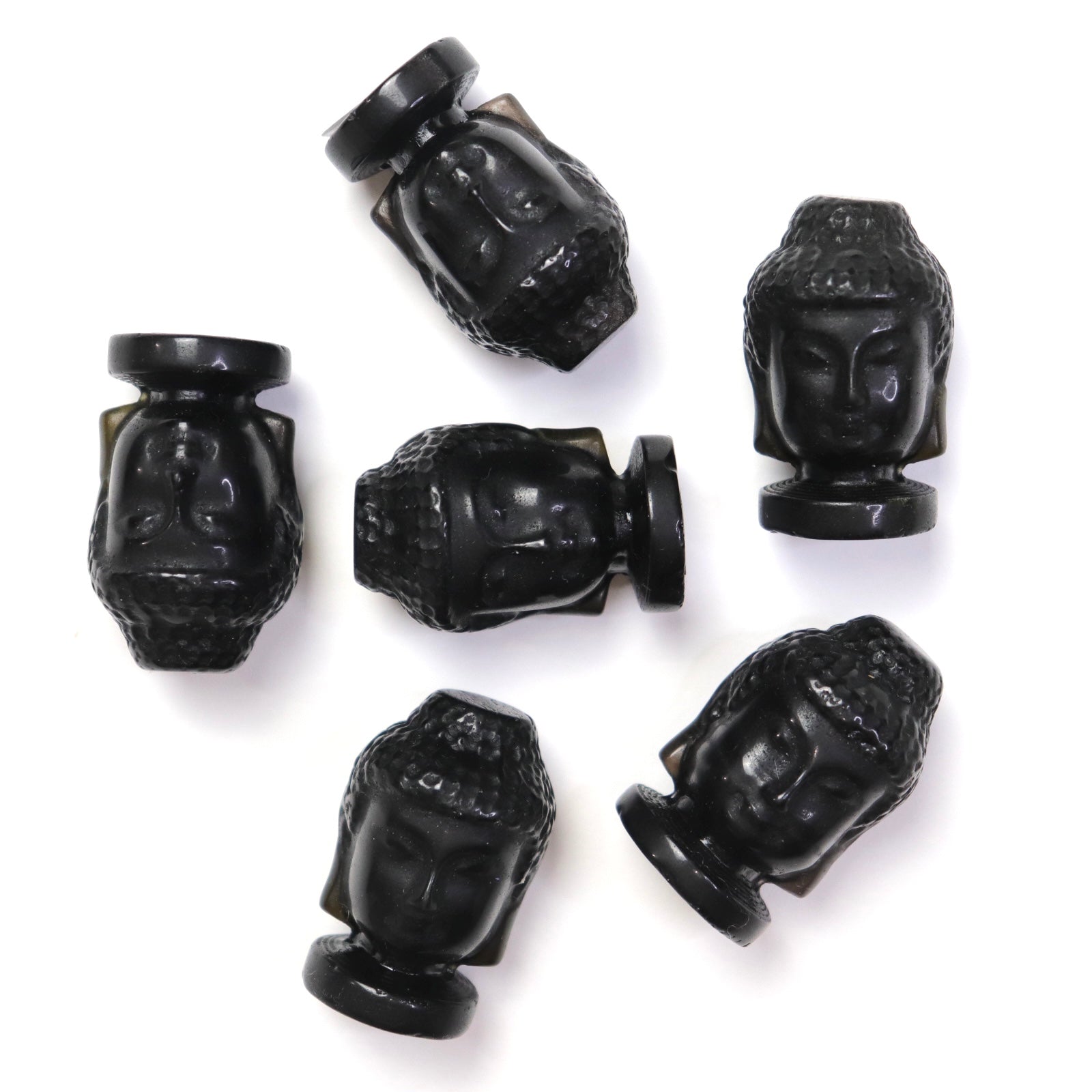 Mini Black Obsidian Buddha Head- Crescents & Crystals