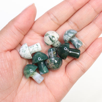 Moss Agate Mushrooms - Crescents & Crystals