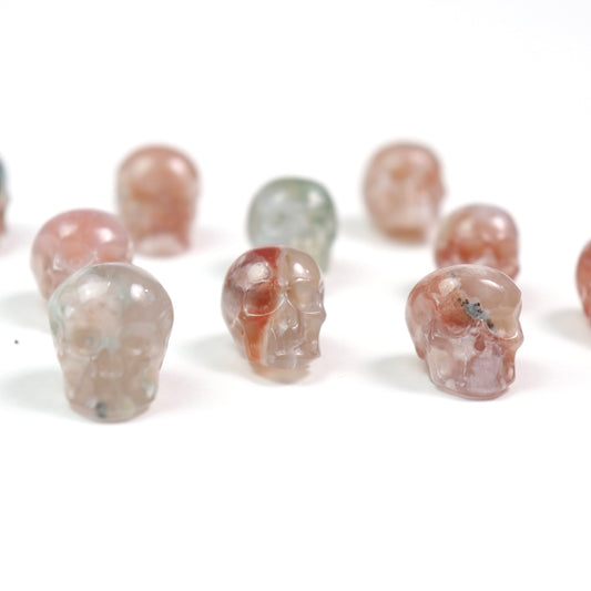 Flower Agate Skulls