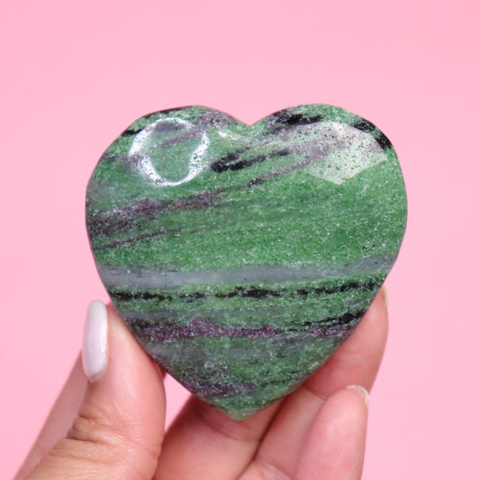 Ruby Zoisite Heart - Crescents & Crystals