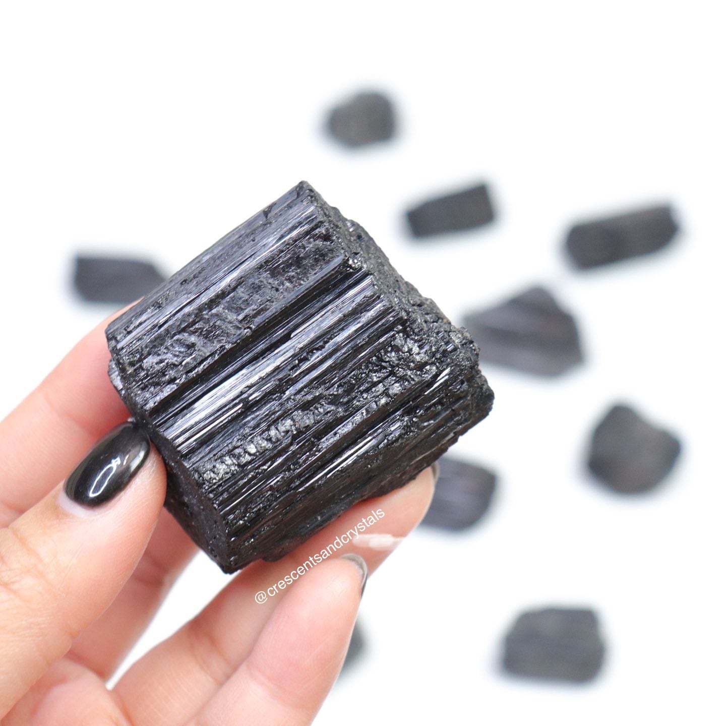 Raw Black Tourmaline Chunk- Crescents & Crystals
