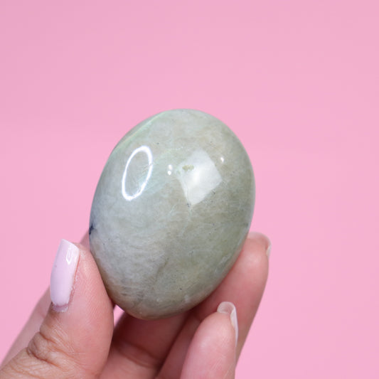 Green Moonstone Palm Stone - Crescents & Crystals