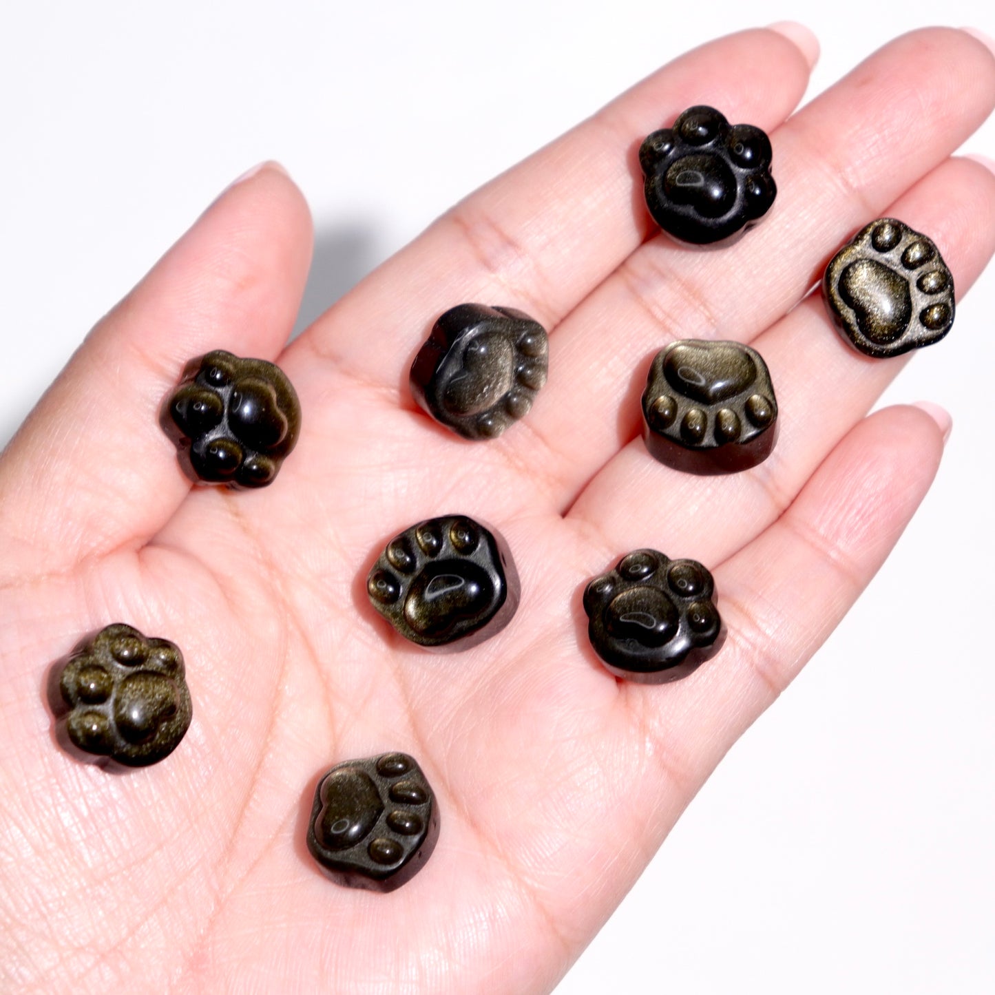 Silver & Golden Sheen Obsidian Paw Prints