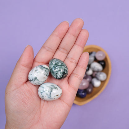 Tree Agate Egg - Crescents & Crystals