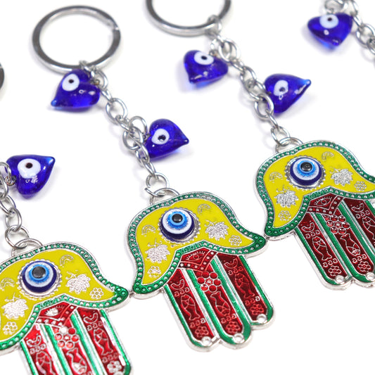 Hamsa Hand Keychain - Crescents & Crystals
