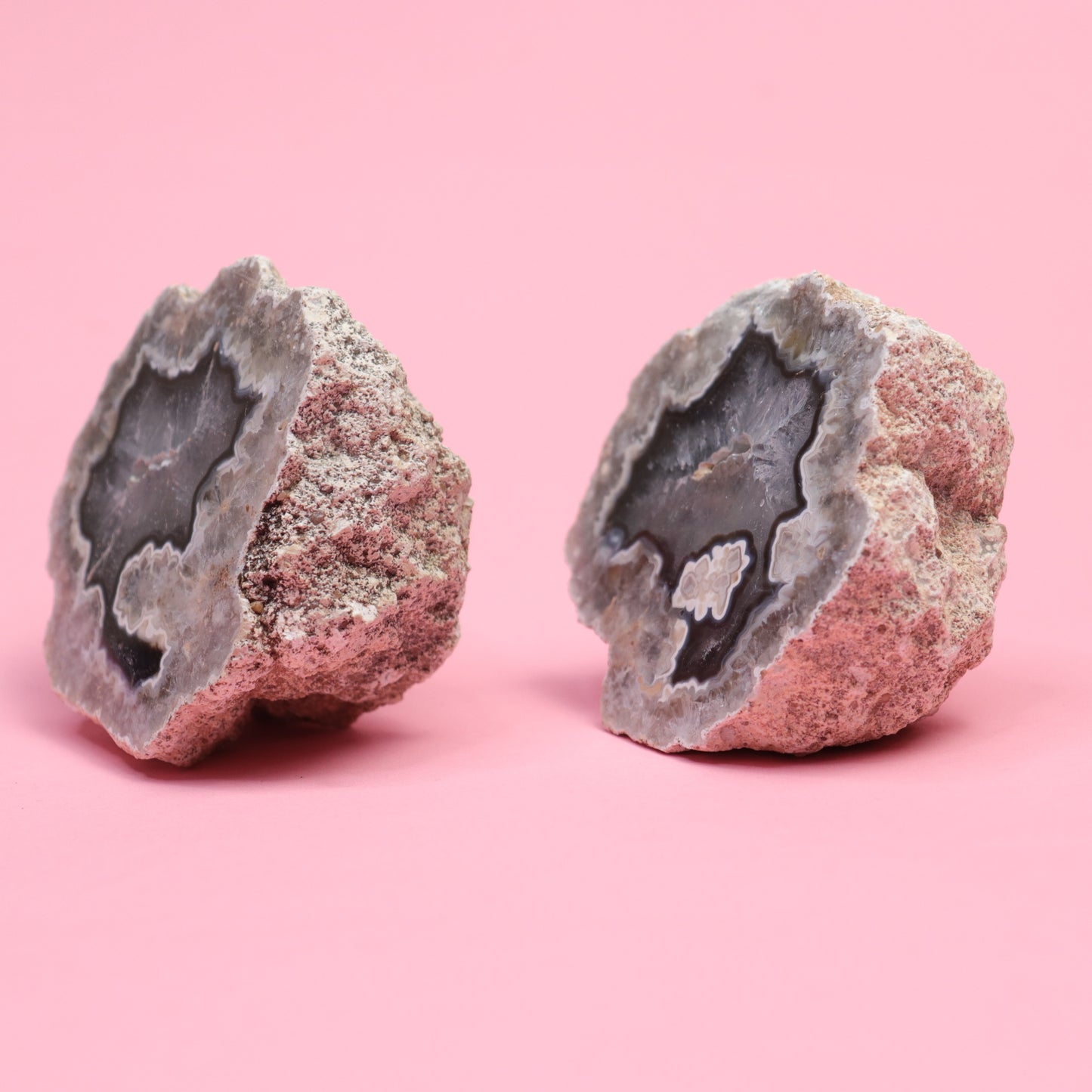 Sliced Agate Pair- Crescents & Crystals