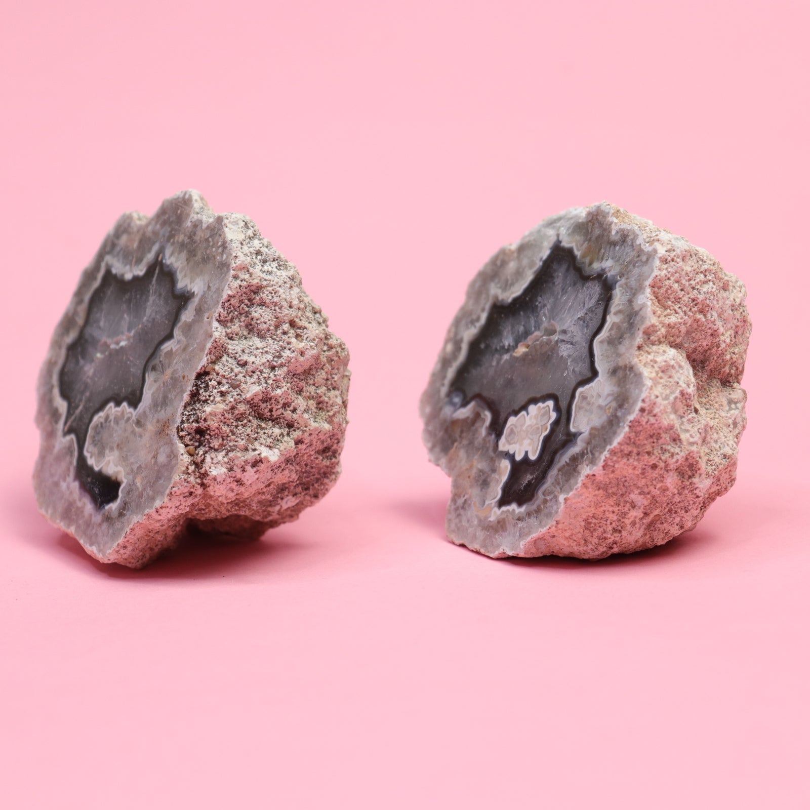Sliced Agate Pair- Crescents & Crystals