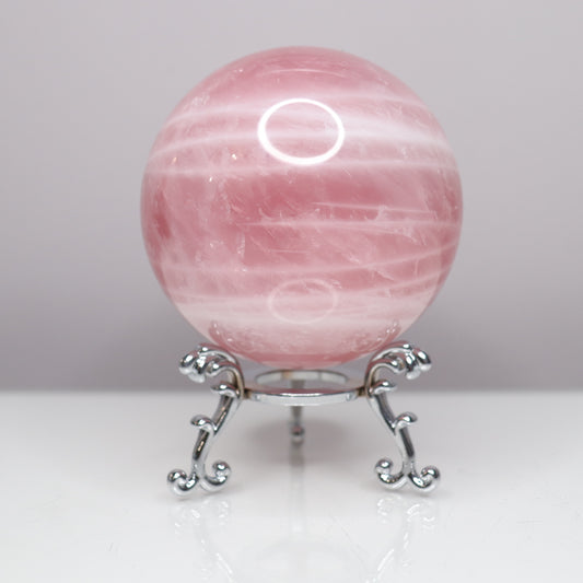 Large Rose Quartz Sphere - Crescents & Crystals