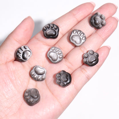 Silver & Golden Sheen Obsidian Paw Prints