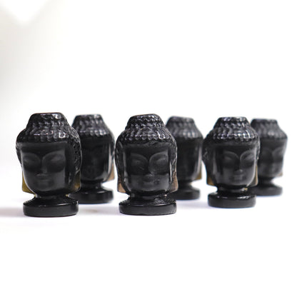 Mini Black Obsidian Buddha Head- Crescents & Crystals