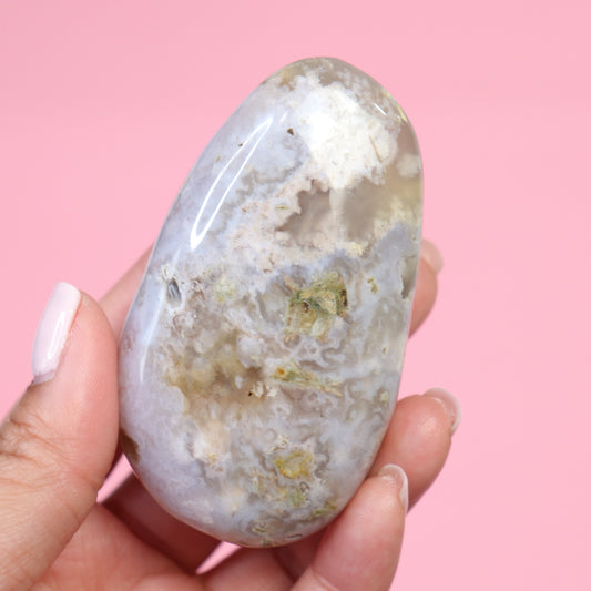 Flower Agate Palm Stone - Crescents & Crystals
