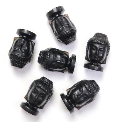 Mini Black Obsidian Buddha Head- Crescents & Crystals