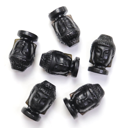 Mini Black Obsidian Buddha Head- Crescents & Crystals