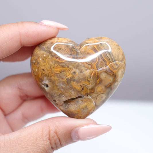 Crazy Lace Agate Heart W/ druzy | 2