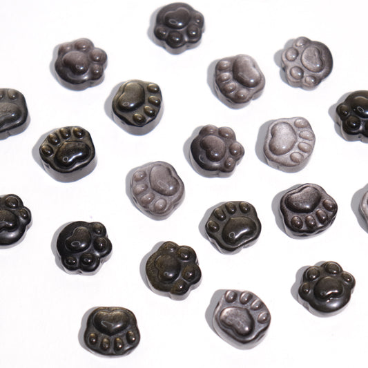 Silver & Golden Sheen Obsidian Paw Prints